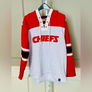 '47 Kansas City Chiefs Gridiron Lace up pullover hoodie NFL KC Red Gray Warm
